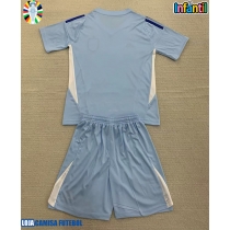 Camisa de Futebol Espanha Goleiro Equipamento Principal Infantil Europeu 2024 Manga Curta (+ Calças curtas)